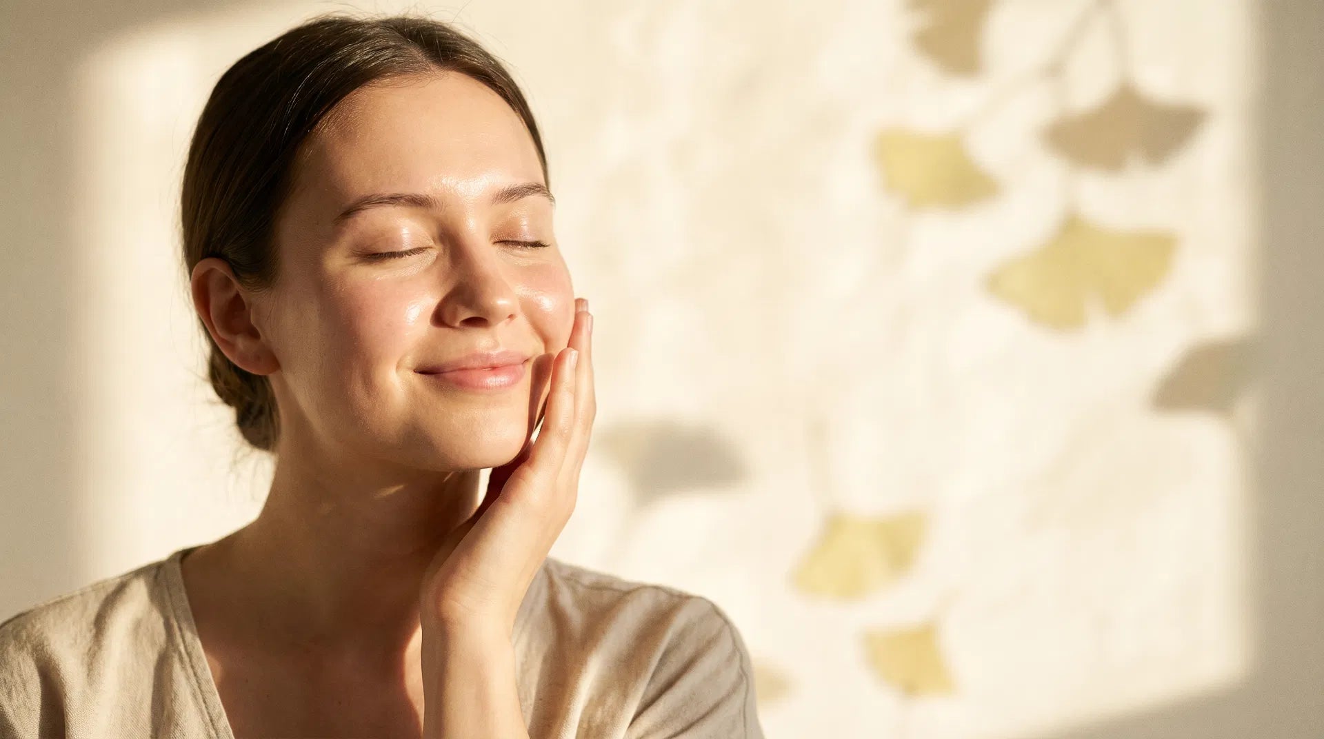 A radiant woman with glowing, even-toned skin
