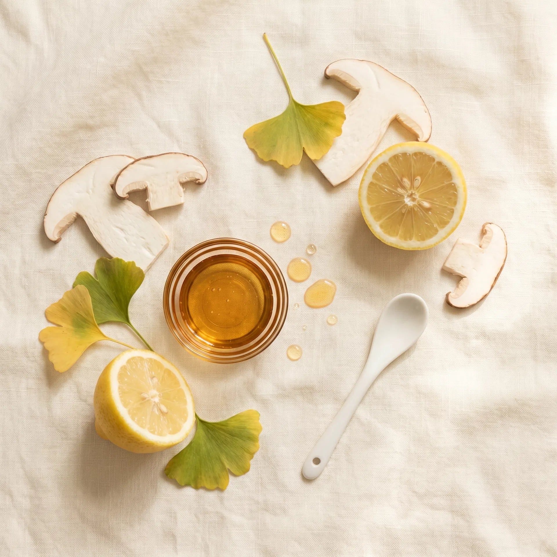 Natural skincare ingredients flat lay